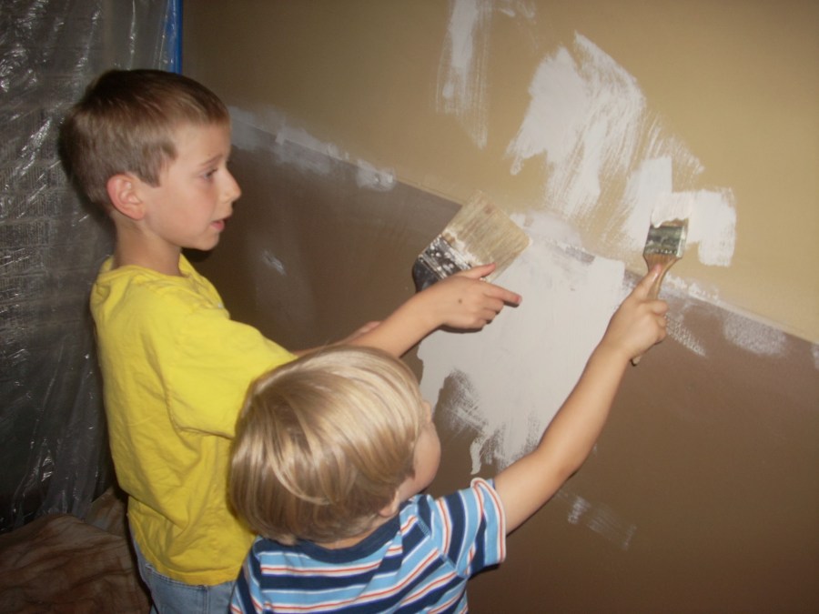 James and Daniel painting... Mostly