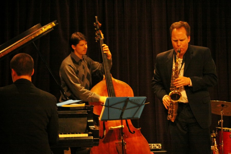 Dave Anderson, Jon Hamar, John Hansen, in front of our brand new curtain